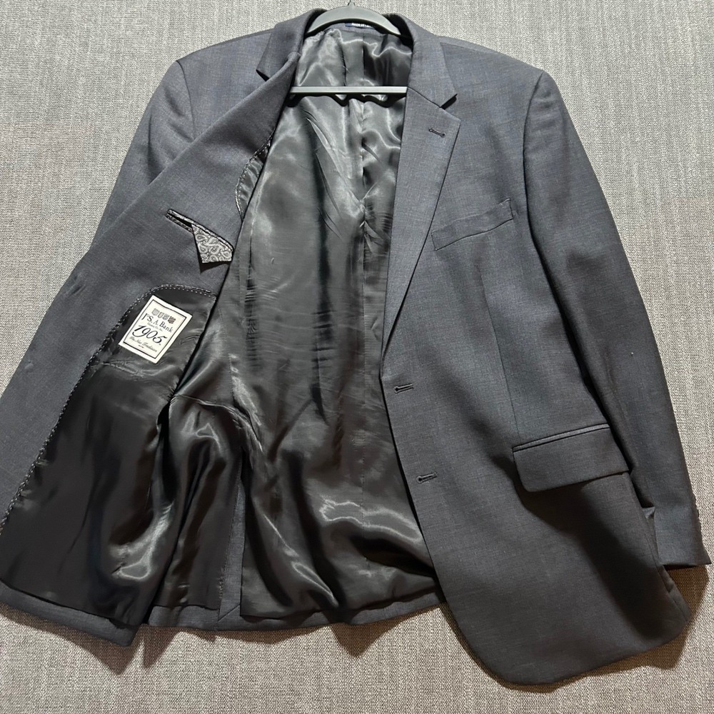 Jos A Bank Blazer Mens 46 Regular Gray 1905 Custom Express Wool Sport Coat